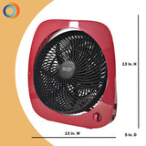 Comfort Zone 10" 3-Speed Square Turbo Desk Fan in Red