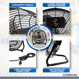 Comfort Zone 14" High-Velocity 3-Speed Floor Fan in Black