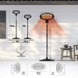 Comfort Zone Outdoor/Indoor Electric Patio Heater with Stand in Black