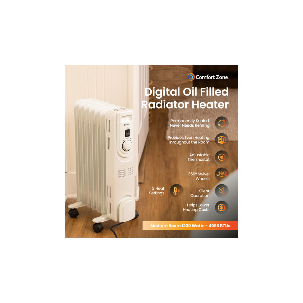 Comfort Zone OilFilled Radiator Heater in Grey Comfort Zone, Mr