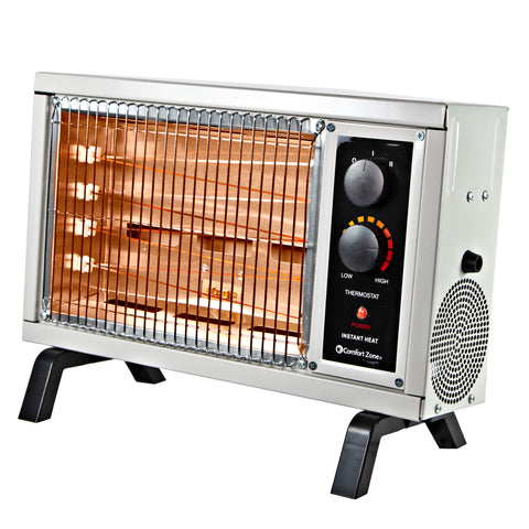 Comfort Zone Electric Radiant Space Heater w/Adjustable Thermostat in Ivory