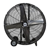 Comfort Zone 48" 2-Speed High-Velocity Industrial Heavy Duty 2-Wheel Belt-Drive Drum Fan in Black