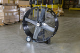 Comfort Zone 48" 2-Speed High-Velocity Industrial Heavy Duty 2-Wheel Belt-Drive Drum Fan in Black