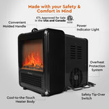 Comfort Zone Mini Ceramic Tabletop Fireplace Heater in Black