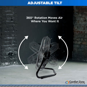 Comfort Zone 18" 3-Speed High-Velocity Floor Fan with Adjustable Tilt
