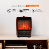 Comfort Zone Mini Ceramic Tabletop Fireplace Heater in Red