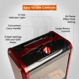 Comfort Zone Mini Ceramic Tabletop Fireplace Heater in Red