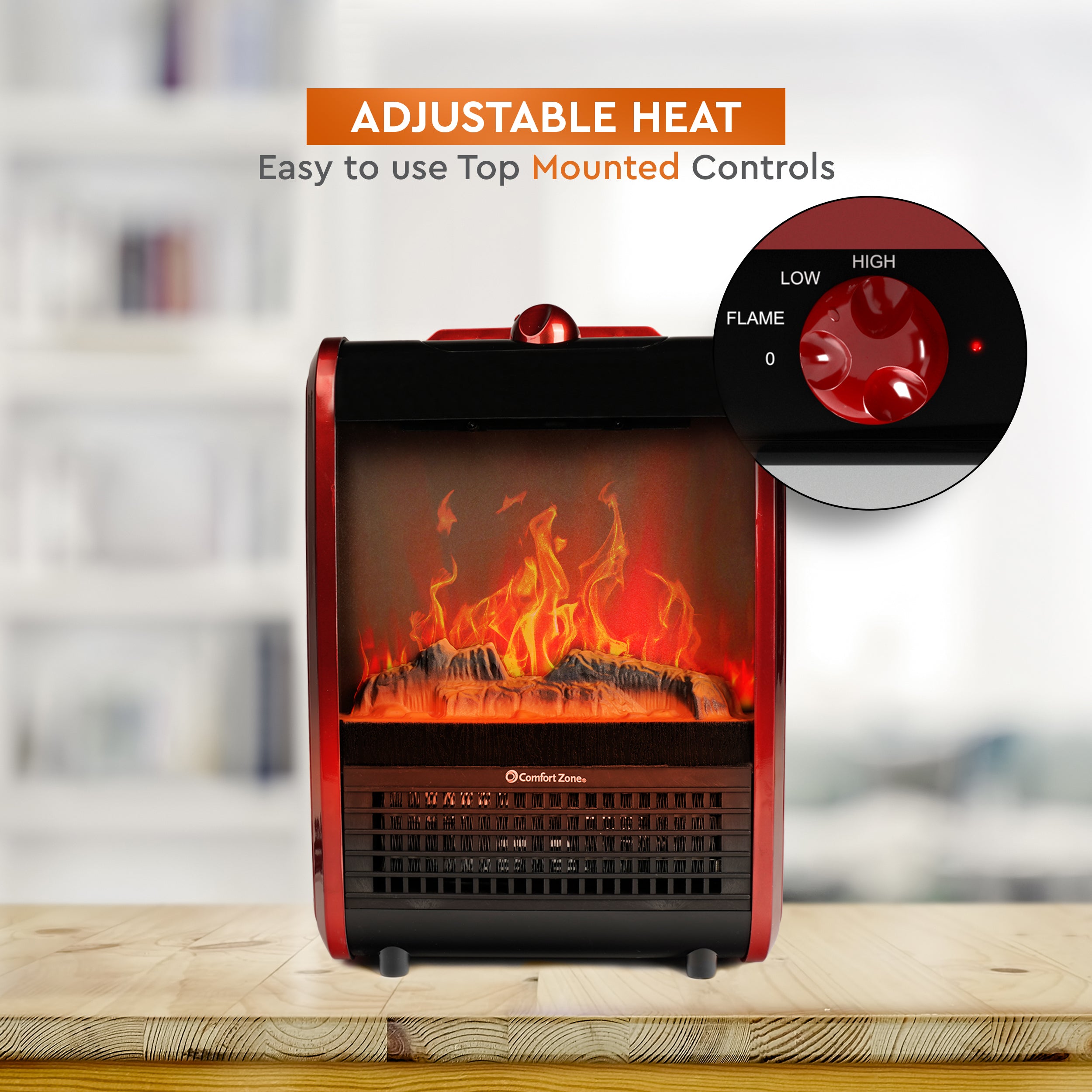 Comfort Zone Ceramic Fireplace Heater - Thumbnail 4