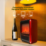 Comfort Zone Mini Ceramic Tabletop Fireplace Heater in Red