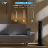 Comfort Zone 29" 3-Speed Oscillating Tower Fan w/ Sturdy Base in Black