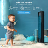 Comfort Zone 29" 3-Speed Oscillating Tower Fan w/ Sturdy Base in Black