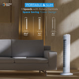 Comfort Zone 29" 3-Speed Oscillating Tower Fan w/ Sturdy Base in White