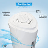 Comfort Zone 29" 3-Speed Oscillating Tower Fan w/ Sturdy Base in White