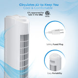 Comfort Zone 29" 3-Speed Oscillating Tower Fan w/ Sturdy Base in White