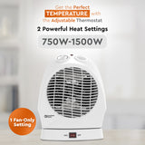 Comfort Zone Oscillating Electric Portable Heater with Thermostat in White