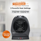 Comfort Zone Oscillating Electric Portable Heater with Thermostat in Black