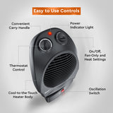 Comfort Zone Oscillating Electric Portable Heater with Thermostat in Black