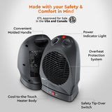 Comfort Zone Oscillating Electric Portable Heater with Thermostat in Black