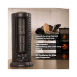 Comfort Zone Mini Oscillating Ceramic Tower Heater in Black