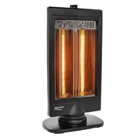 Comfort Zone Oscillating Electric Halogen Radiant Heater in Black