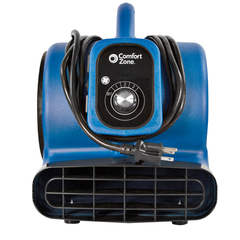 Comfort Zone 1/4HP 3-Speed Fan Blower Air Mover Carpet Dryer in Blue