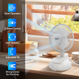 Comfort Zone 6" 2-Speed Clip Fan with Base in White
