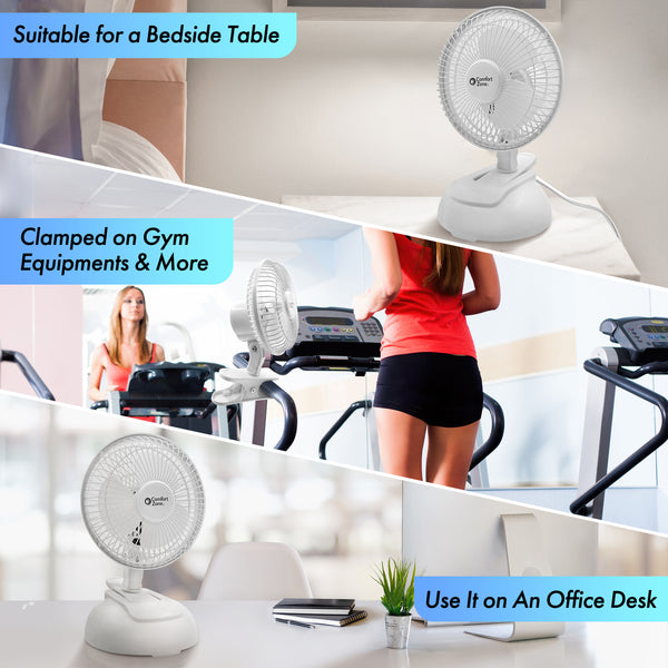 Comfort Zone 6" 2-Speed Clip Fan with Base