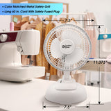 Comfort Zone 6" 2-Speed Clip Fan with Base in White & Black