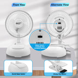 Comfort Zone 6" 2-Speed Clip Fan with Base in White & Black