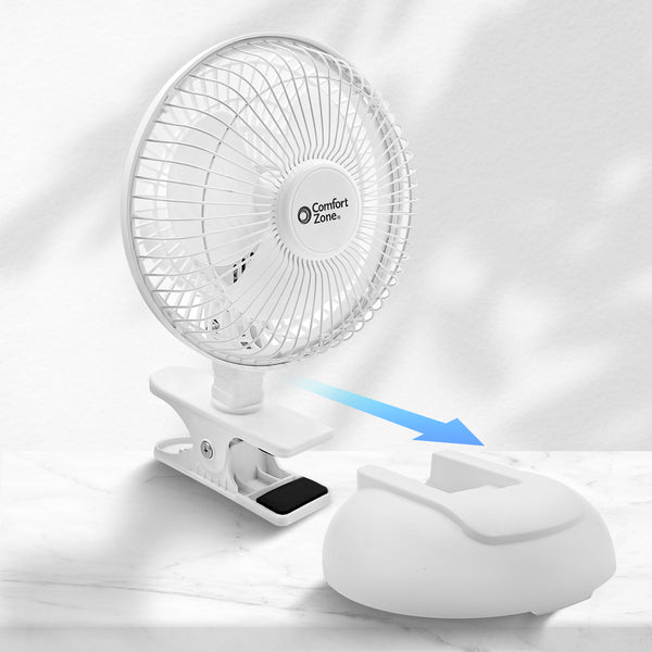 Comfort Zone 6" 2-Speed Clip Fan with Base