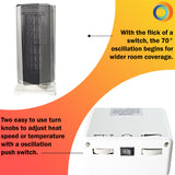 Comfort Zone Oscillating Ceramic Tower Heater in White