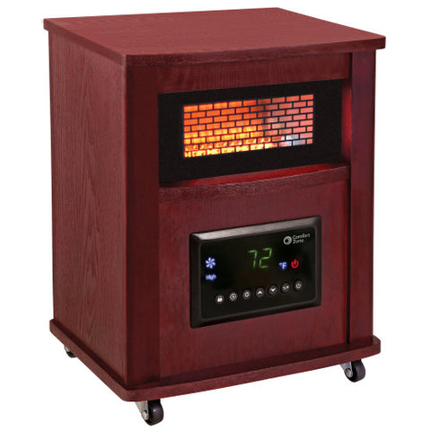 Comfort Zone Infrared Quartz Cabinet Heater with Remote Control in Cherry