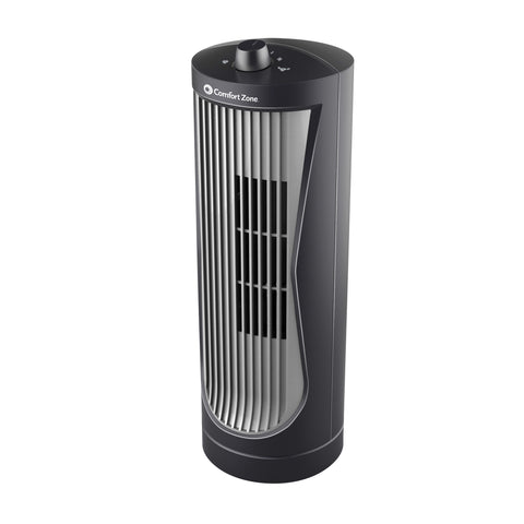 Comfort Zone 12" 2-Speed Oscillating Desktop Tower Fan in Black