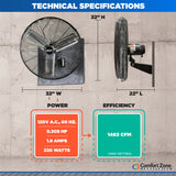 Comfort Zone 30" 2-Speed High-Velocity Industrial Wall Fan in Oscillating and Non-Oscillating Models