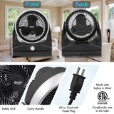 Comfort Zone 8-Inch 3-Speed High-Velocity Oscillating Desk Fan in Black