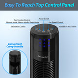 Comfort Zone 36-Inch 3-Speed Oscillating Tower Fan with Remote in Black