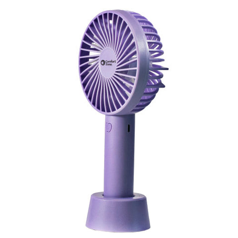 Comfort Zone 4" 3-Speed Rechargeable Wand Fan in Purple