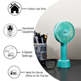 Comfort Zone 4" Personal Rechargeable Wand Fan in Green