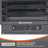 Comfort Zone Ceiling-Mounted 5,000-Watt Fan-Forced Industrial Heater in Black