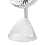 Comfort Zone 4” 3-Speed Rechargeable Personal Fan with Wireless Charger in White