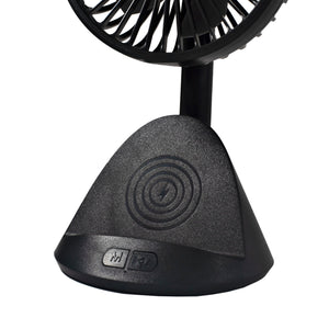 Comfort Zone 4” 3-Speed Rechargeable Personal Fan with Wireless Charger