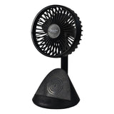 Comfort Zone 4” 3-Speed Rechargeable Personal Fan with Wireless Charger in Black