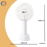 Comfort Zone 4" 3-Speed Rechargeable Wand Fan in White