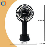 Comfort Zone 4" 3-Speed Rechargeable Wand Fan in Black