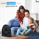 Comfort Zone 9" 3-Speed Powr Curve Floor Fan in Black/Silver