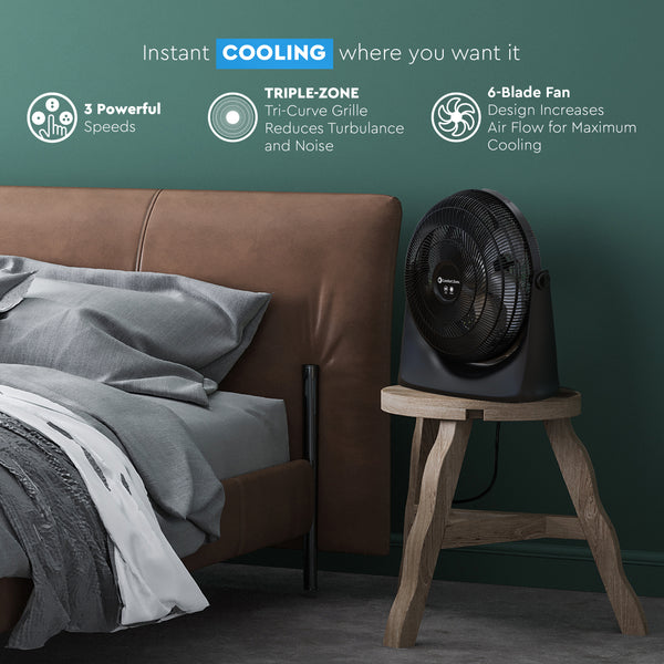 Comfort Zone 20" 3-Speed Powr Curve Floor Fan
