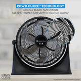 Comfort Zone 20" 3-Speed Powr Curve Floor Fan in Black/Silver