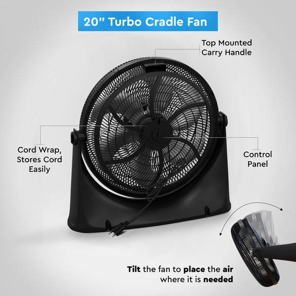 Comfort Zone 20" 3-Speed Powr Curve Floor Fan