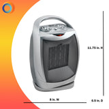 Oscillating Portable Ceramic Space Heater, Silver