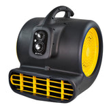 Comfort Zone Powergear 1/2 HP 3-Speed Carpet Dryer Blower Floor Fan with Timer in Black and Yellow